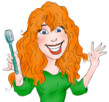 woman holding a toothbrush and smiling because the natural dentist all-in-one anticavity toothpaste doesn't make her mouth tingle or produce foam due to the toothpaste having no sodium lauryl sulfate and using soothing aloe to soothe bleeding gums