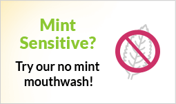 mobile image that tells the user that the natural dentist offers a mouthwash that doesn't contain mint