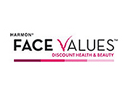 Harmon Face Values logo for users to click on to find aloe based natural dentist healthy gums anti-gingivitis antiplaque products for bleeding gums