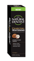 a picture of the natural dentist charcoal whitening fluoride-free toothpaste in cocomint that whitens teeth refreshes breath and removes stains
